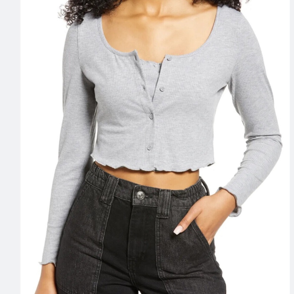 BP cropped rib cardigan and camisole set